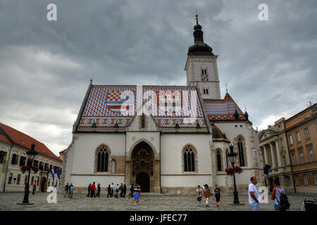 Markukirche - Markusplatz Zagreb Sehenswürdigkeiten, Kroatien, Balkan, Europa Stockfoto