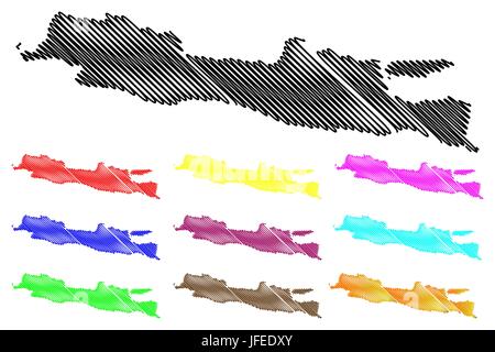 Java Insel Karte Vektor-Illustration, Freihand skizzieren Sie Java Stock Vektor