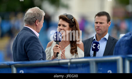 Ehemaliger britischer Tennisspieler Annabelle Croft jetzt eine TV-Moderatorin während der Aegon International Eastbourne-Tennis-Turnier in Devonshire Park Eastbourne Sussex UK. 30. Juni 2017 Stockfoto