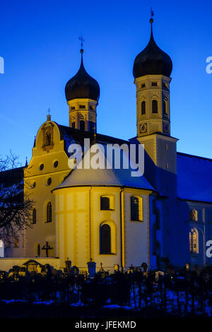 Kloster Benediktbeuern, am Abend, Upper Bavaria, Bavaria, Germany Stockfoto