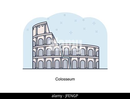 Vektor-Linie Illustration Kolosseum, Rom, Italien. Stock Vektor