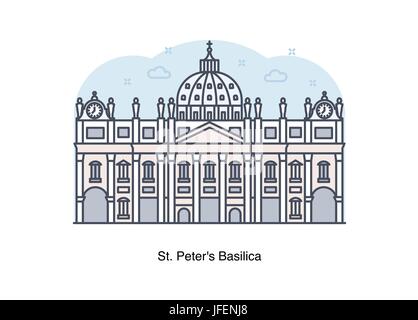 Vektor-Illustration der Linie der Petersdom (päpstliche Basilika von St. Peter im Vatikan), Vatikanstadt, Italien. Stock Vektor