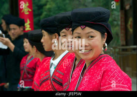 China, Provinz Guangxi, Longsheng Aera, Dorf Dazhai Red Yao-Minderheit Stockfoto