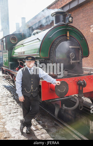 England, Manchester, Museum der Wissenschaft und Industrie aka MOSI, historischen Dampfzug Stockfoto