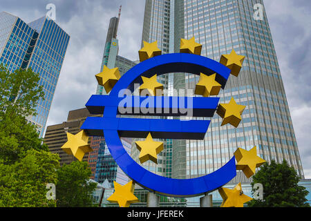 Deutschland, Frankfurt am Main City Euro Denkmal Stockfoto