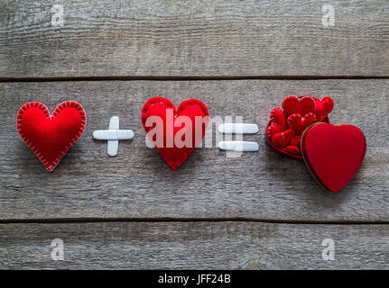 St. Valentines Tag zwei rote Herzen Stockfoto