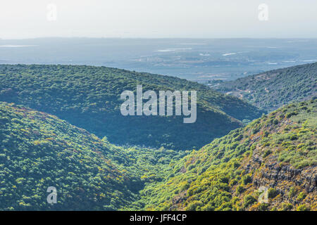 Luftaufnahme der Berge von Galiläa in Israel. Stockfoto