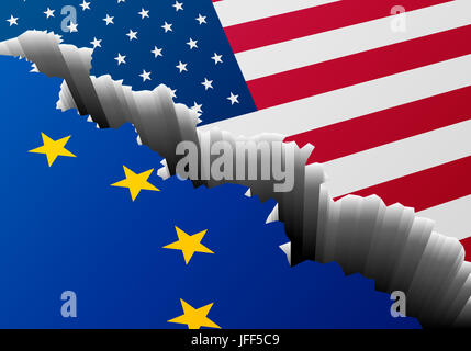 Flagge USA Europa knacken Stockfoto