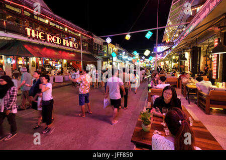 Nächtliche Foto der Straßen von Siem Reap, Kambodscha, Asien Stockfoto