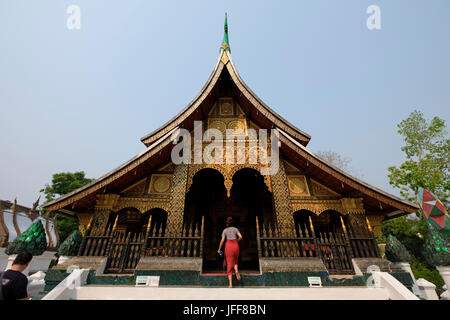 Wat Xieng Thong buddhistischen Tempel in Luang Prabang, Laos, Asien Stockfoto