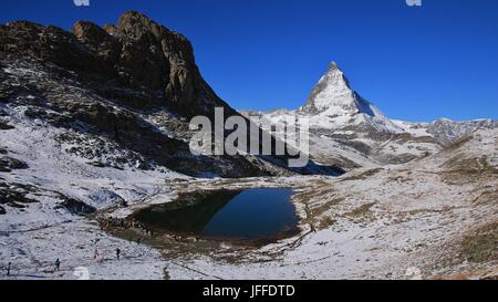 See-Riffelsee und Matterhorn im Herbst Stockfoto