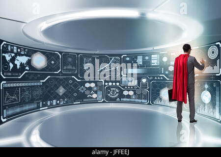 Superhelden im Daten-Management-Konzept Stockfoto