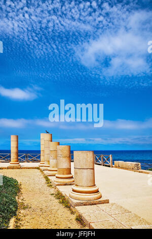 Antiken Säulen im Nationalpark Caesarea Stockfoto