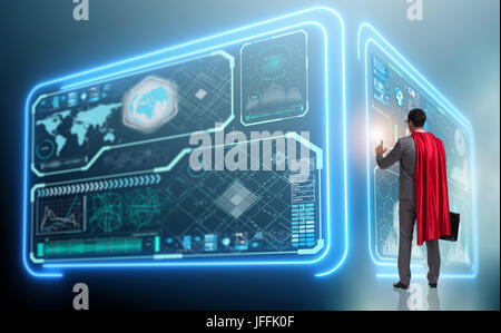 Superhelden im Daten-Management-Konzept Stockfoto