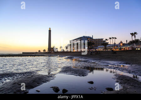 Sonnenuntergang am Strand von Maspalomas, Gran Canaria Stockfoto