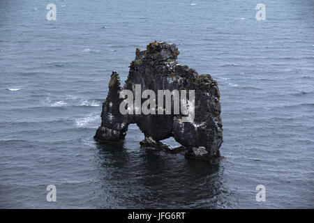 Trinken Drachen, Freiliegender Fels in Island. Stockfoto