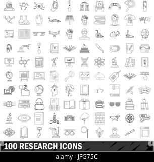 1000 Forschung Icons Set, Umriss-Stil Stock Vektor