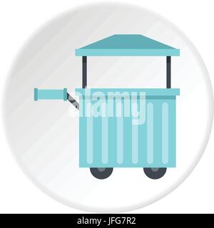 Blaue Wagen mit Markise Symbol Kreis Stock Vektor