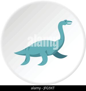 Blaue Elasmosaurine Dinosaurier Symbol Kreis Stock Vektor