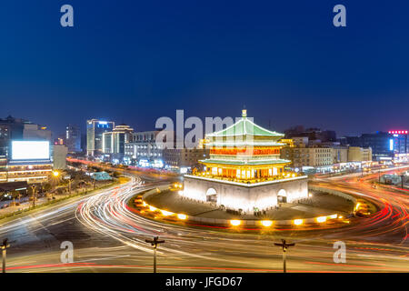 Xian Bell Tower Nacht Stockfoto