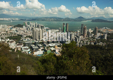 Shenzhen, Guangdong, Volksrepublik China; Luftbild Stadt-Landschaft von Nanshan Berg; Nanshan Munciipality; Stockfoto