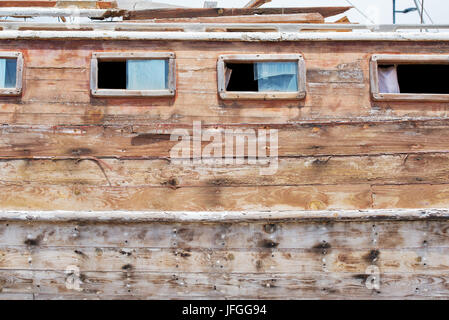 Restaurierung von Holz yacht Stockfoto