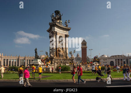 Spanien, Katalonien, Stadt Barcelona, España Platz Plaça d ' Espanya, Diada Feier 2014 Stockfoto