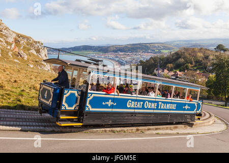 Wales, Llandudno, Great Orme Straßenbahn Stockfoto