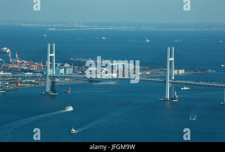 Japan, Yokohama City, Yokohama Bay bridge Stockfoto