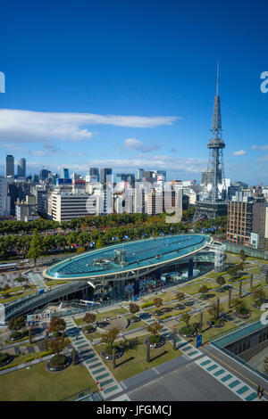 Japan, Nagoya City, Sakae Bezirk, Fernsehturm Nagoya und Oase 21 Quadrat Stockfoto