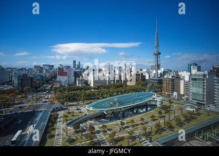 Japan, Nagoya City, Sakae Bezirk, Fernsehturm Nagoya und Oase 21 Quadrat Stockfoto