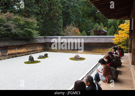 Japan, Kyoto City Ryōan-Ji Tempel, den Steingarten Stockfoto