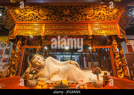 China, Shanghai, Jade Buddha Tempel, Marmor Reclining Buddha Stockfoto