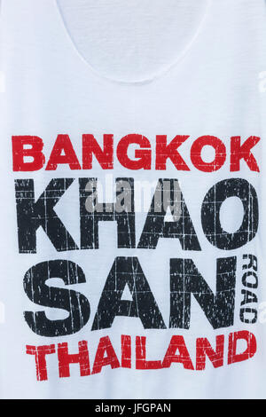 Thailand, Bangkok, Khaosan Road, Detail des T-shirt Darstellung Khaosan Road Stockfoto
