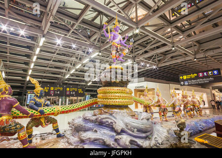 Thailand, Bangkok, Suvarnabhumi Airport, Abfahrtzusammentreffen Bereich Stockfoto