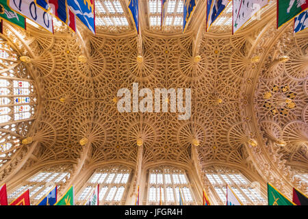 England, London, Westminster Abbey, Decke von Henry VII Marienkapelle Stockfoto