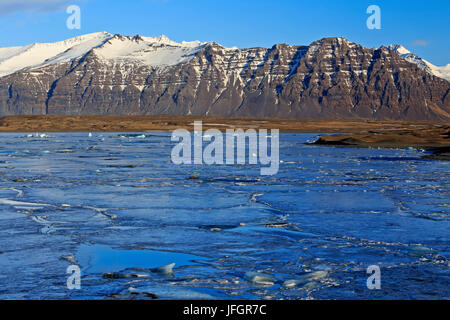 Island, Island, im Süden, Breidamerkurjökull, Gletschereis in der Gletscherlagune Jökulsarlon Stockfoto