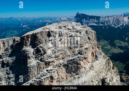 Sassongher, Dolomiten, Wand bars, Kreuzkofel, Luftbild, Hochgebirge, Corvara, Süd Tirol, Italien Stockfoto
