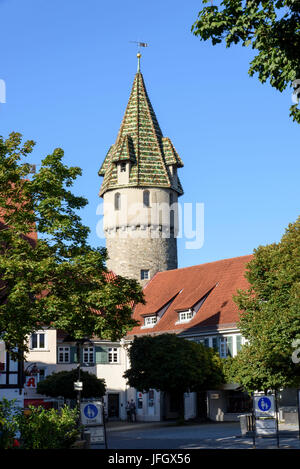 Alte Stadt Ravensburg, grüner Turm, Baden-Württemberg, Deutschland Stockfoto