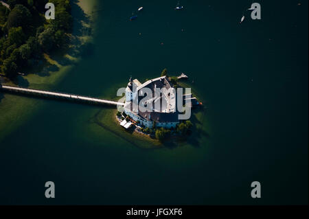 Meer Schloss Ort, Traunsee, Gmunden, Unterwasser-Strukturen, Luftaufnahmen, Salzkammergut, Österreich Stockfoto