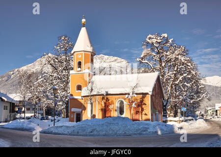 -Sebastian Kirche in Partenkirchen, winter Stockfoto