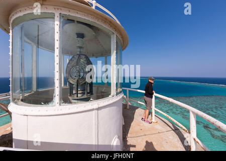Ansicht des Sanganeb Leuchtturm, das Rote Meer, Sudan Stockfoto