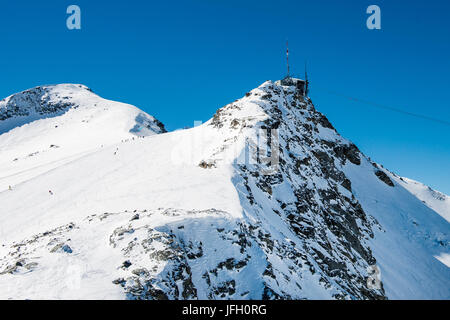 Skigebiet Corvatsch bei St. Moritz, Antenne Bild, Kanton Graubünden, Engadin, Schweiz Stockfoto