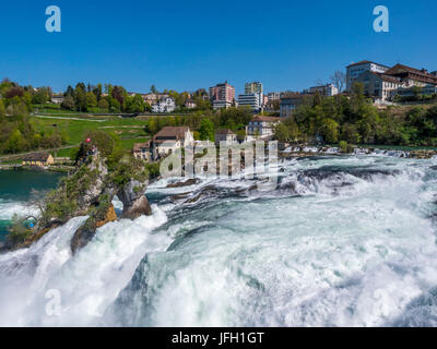 Der Rheinfall mit Schaffhausen, Kanton Schaffhausen, Schweiz, Europa Stockfoto