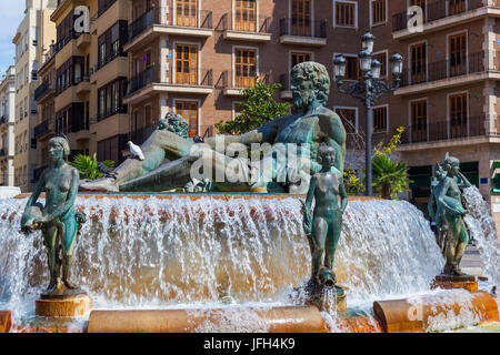 Turia Brunnen in Valencia, Spanien Stockfoto