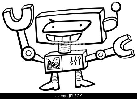 Roboter-Charakter-Malvorlagen Stockfoto