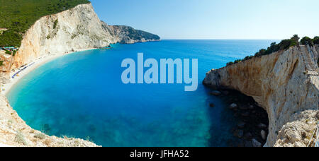 Porto Katsiki Strand Sommer Panorama (Lefkada, Griechenland) Stockfoto