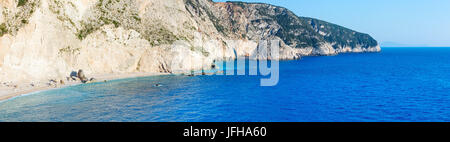 Porto Katsiki Strand Panorama (Lefkada, Griechenland) Stockfoto