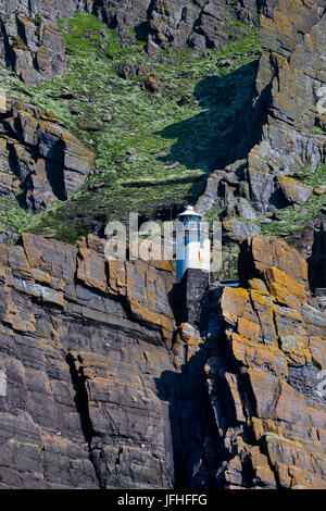 Leuchtturm auf Skellig Rock (Skellig) Michael, County Kerry, Irland Stockfoto