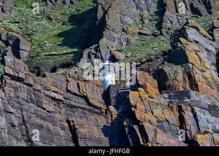 Leuchtturm auf Skellig Rock (Skellig) Michael, County Kerry, Irland Stockfoto